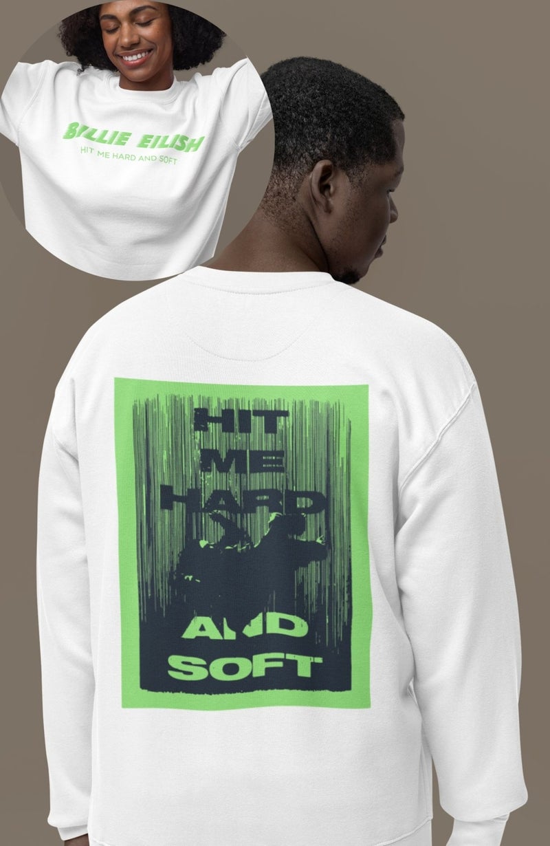 Fuddy Moda Billie Eilish Back Printed Hoodless Sweatshirt, Oversize New Album Printed Sweat - Image 1