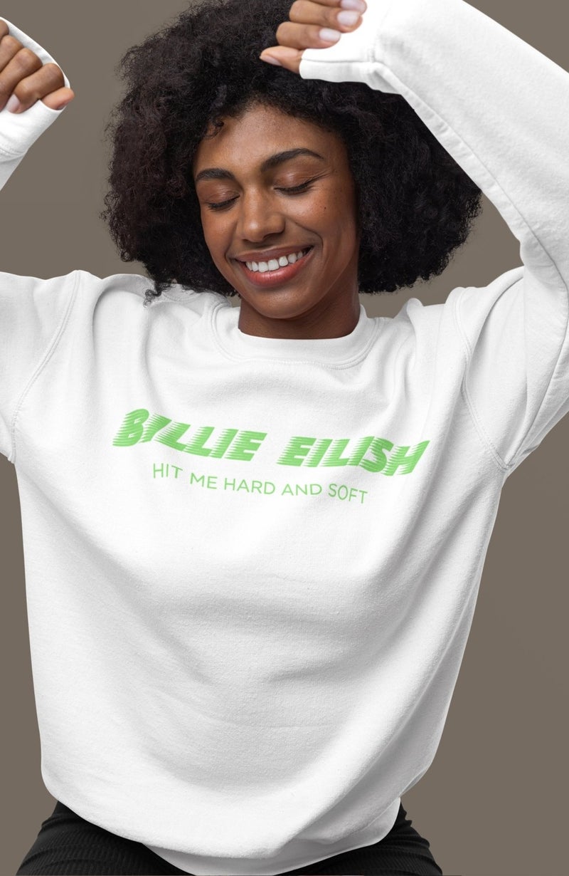 Fuddy Moda Billie Eilish Back Printed Hoodless Sweatshirt, Oversize New Album Printed Sweat - Image 5