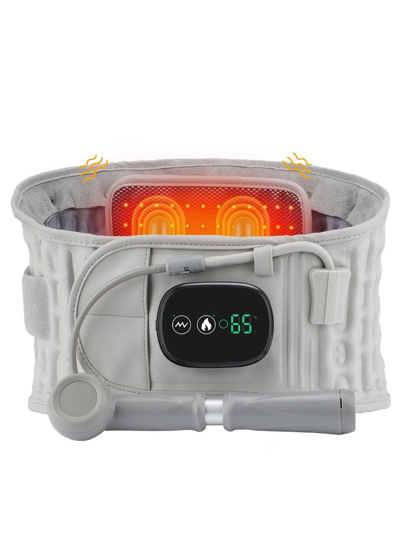 ارواق حزام قابل للنفخ، ضوء أحمر، تسخين اهتزاز، وسادة هوائية للتدليك، دعامة ظهر، حزام دعم الخصر قابل للتعديل - Image 2