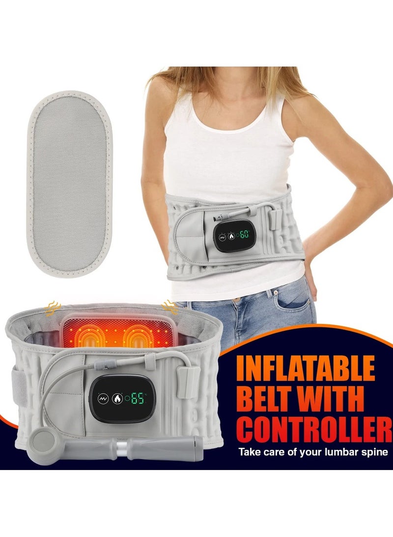 ارواق حزام قابل للنفخ، ضوء أحمر، تسخين اهتزاز، وسادة هوائية للتدليك، دعامة ظهر، حزام دعم الخصر قابل للتعديل - Image 1