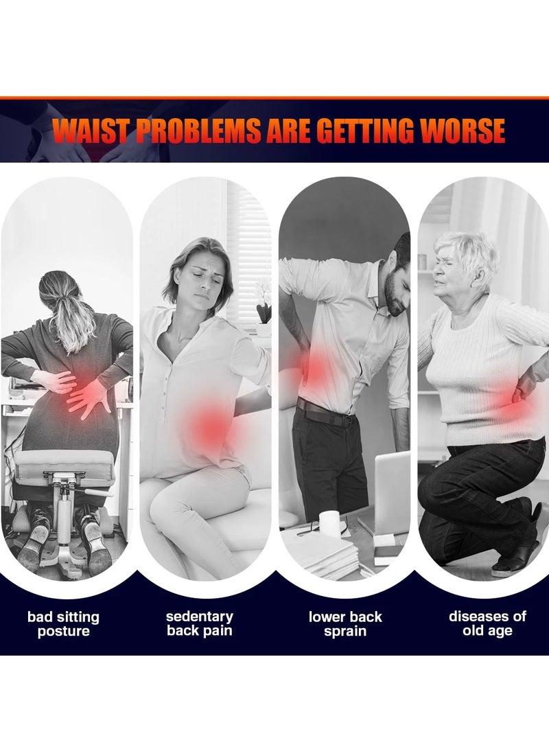 ارواق حزام قابل للنفخ، ضوء أحمر، تسخين اهتزاز، وسادة هوائية للتدليك، دعامة ظهر، حزام دعم الخصر قابل للتعديل - Image 5