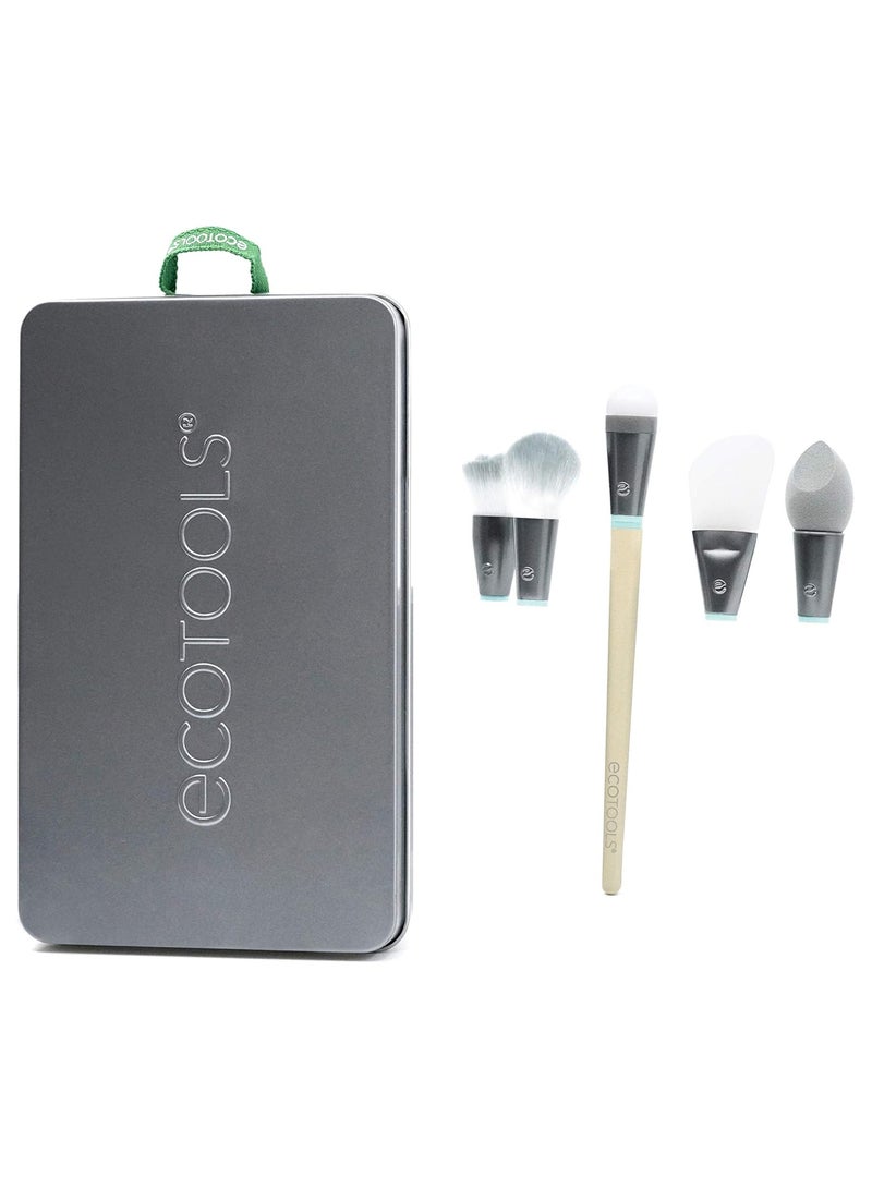 إيكوتولز مجموعة فرش مكياج قابلة للتبديل من Wake Up + Glow مع حقيبة، مجموعة من 6 قطع - Image 3