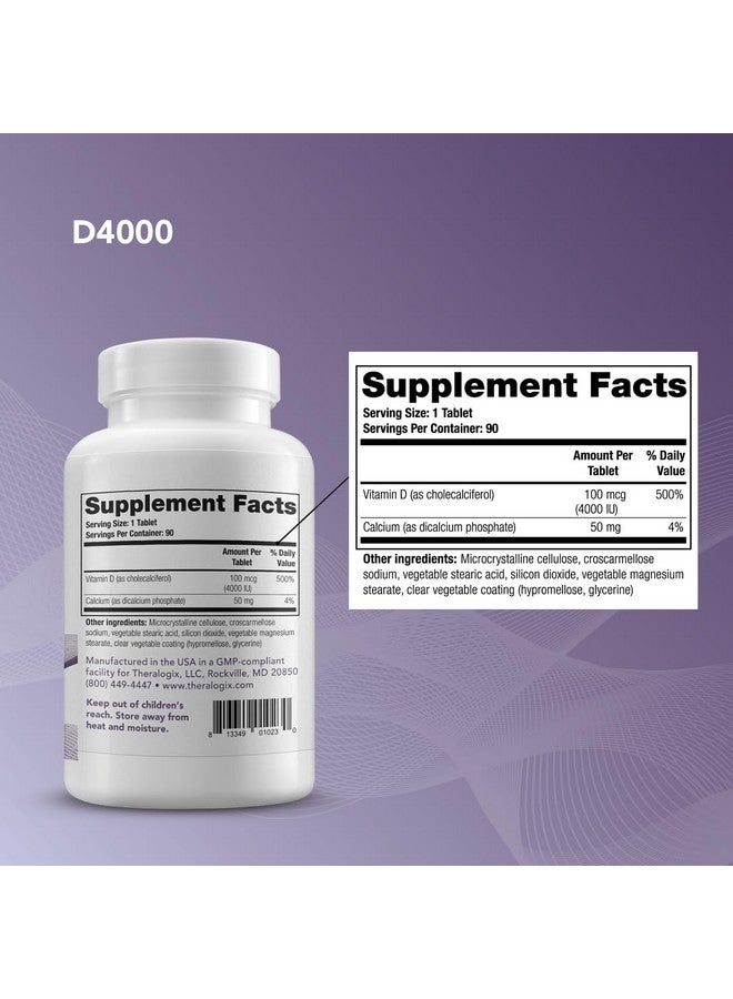 Theralogix Thera D 4000 Vitamin D Supplement ; 4 000 Iu Vitamin D3 Tablets ; 90 Day Supply ; Manufactured In The Usa - Image 4