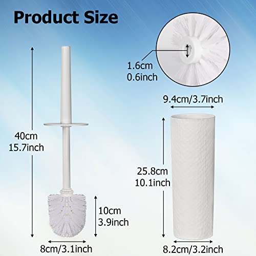 Topsky Toilet Brush Holder Set 2 Pack Plastic Round Barrel Loo Brush with 2 Replacement Heads Durable for Bathroom White - Image 3