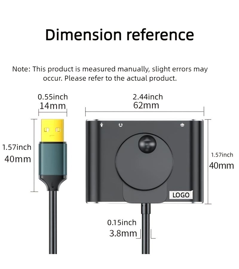 Z460 أسود USB خارجي بطاقة صوت هاب مزدوج الاستخدام للهواتف المحمولة وأجهزة الكمبيوتر واجهة صوتية معدنية 3.5 ملم تعمل بالتركيب والتشغيل تحكم واحد في مستوى الصوت 37.4 بوصة - Image 5