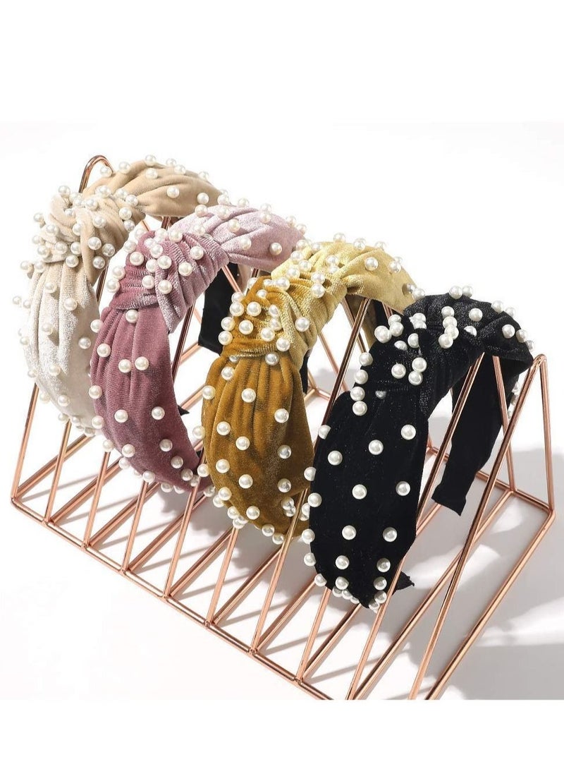 KASTWAVE Pearl Headbands for Women Set of 4 Fashionable Hair Accessories for Workout Yoga and Running Cute Beauty Hairbands in Vintage Style - Image 1