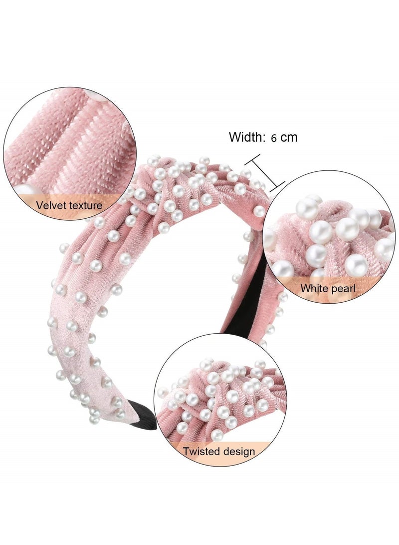 KASTWAVE Pearl Headbands for Women Set of 4 Fashionable Hair Accessories for Workout Yoga and Running Cute Beauty Hairbands in Vintage Style - Image 3