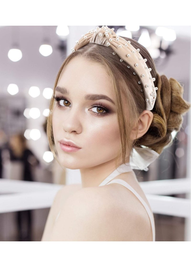 KASTWAVE Pearl Headbands for Women Set of 4 Fashionable Hair Accessories for Workout Yoga and Running Cute Beauty Hairbands in Vintage Style - Image 5