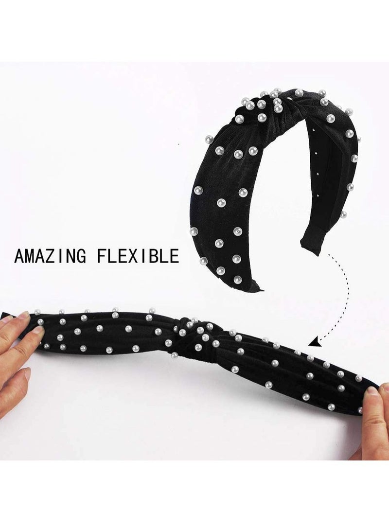 KASTWAVE Pearl Headbands for Women Set of 4 Fashionable Hair Accessories for Workout Yoga and Running Cute Beauty Hairbands in Vintage Style - Image 4