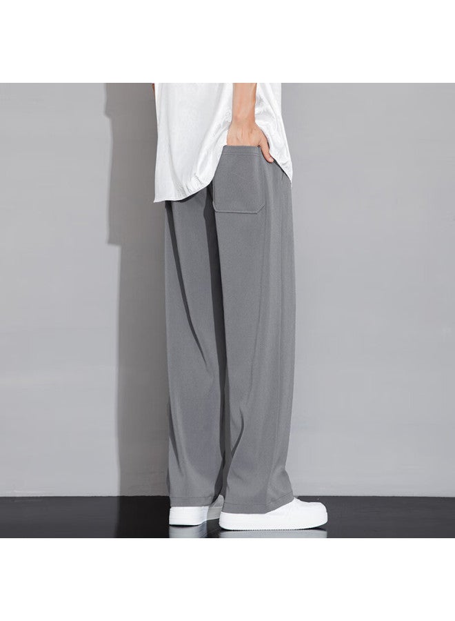 Poum Cool-feeling Embroidered Quick-dry Pants For Men, Spring And Autumn Outdoor Sports Breathable Straight-leg Trousers K81 Dark Gray L - Image 2