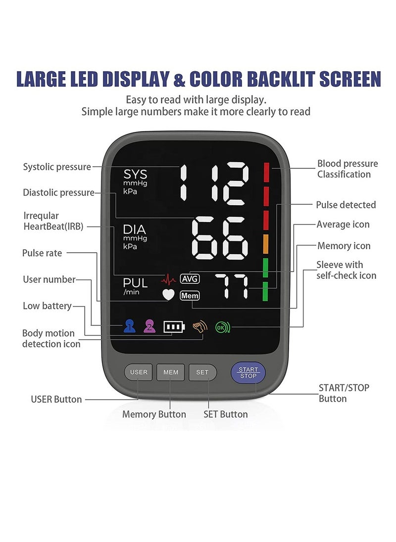 Generic - Blood Pressure Machine, Automatic Digital Upper Arm Blood Pressure Monitor with Adjustable Large Cuff - Image 1