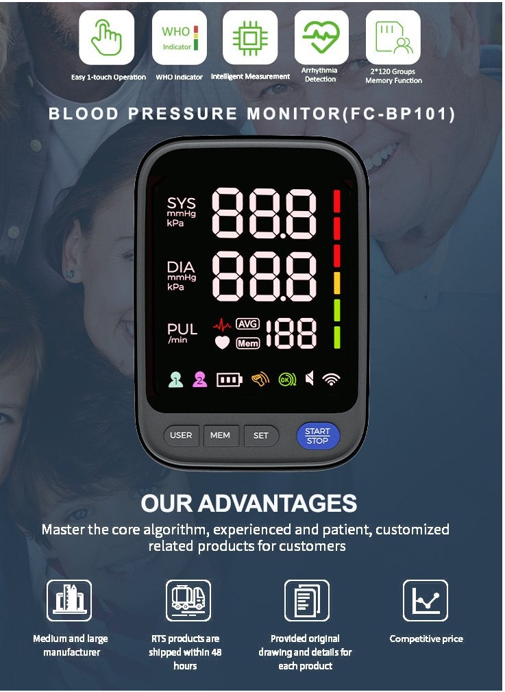 Generic Blood Pressure Machine, Automatic Digital Upper Arm Blood Pressure Monitor with Adjustable Large Cuff  - Image 5