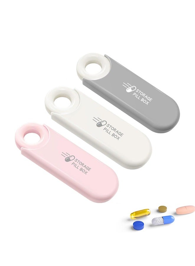 Hihonor 3-Pack Slim Travel Pill Organizer, Small Pill Case Fits in Purse or Pocket, Compact Portable Pill Holder, Stylish 3 Compartments Daily Vitamin Box (White)  - Image 1