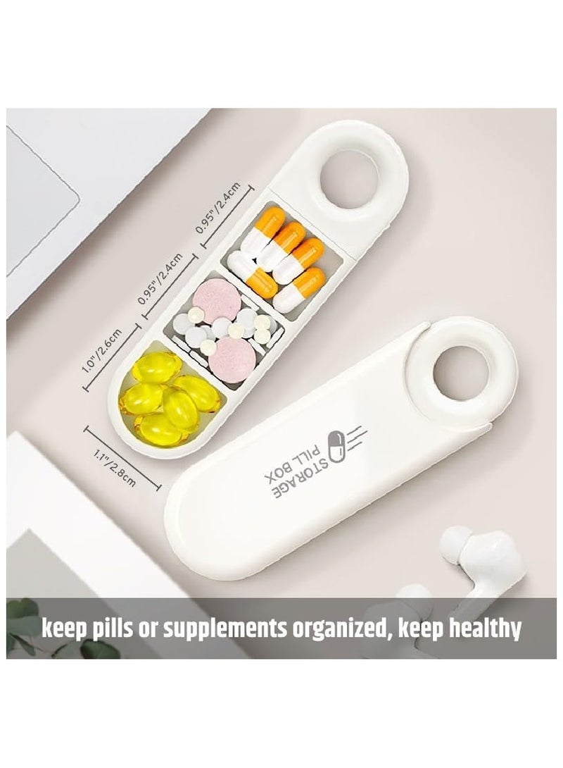Hihonor 3-Pack Slim Travel Pill Organizer, Small Pill Case Fits in Purse or Pocket, Compact Portable Pill Holder, Stylish 3 Compartments Daily Vitamin Box (White)  - Image 4