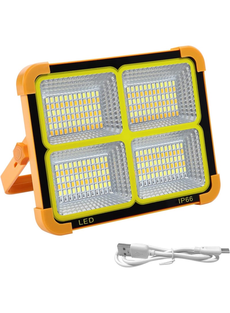 Solar LED Flood Light, IP66 Waterproof Portable Outdoor Work Light with USB Rechargeable Camping Lantern - Image 1