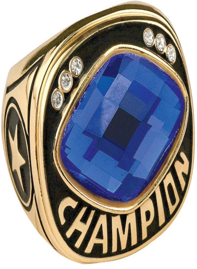 Express Medals Champion Blue MVP All Star Trophy Ring in Sizes 6 to 15 with Award Display Stand Case and Neck Display Ball Style Chain 6 - Image 1