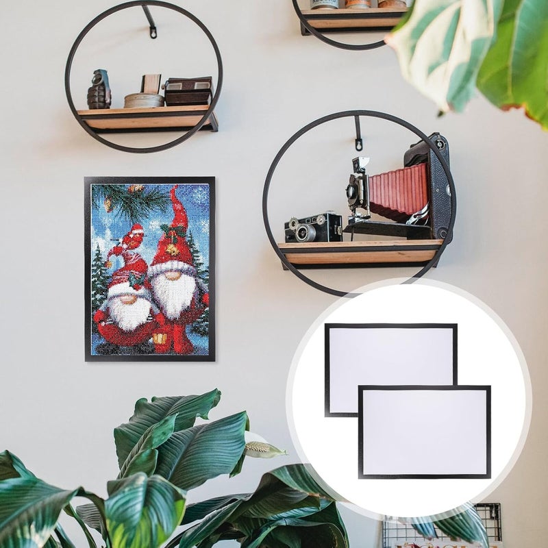TEHAUX 2 Sets Magnetic Photo Frames Self-adhesive Picture Holders for Diamond Drawings Paintings Certificates Display Wall-mountable Reusable Black - Image 5