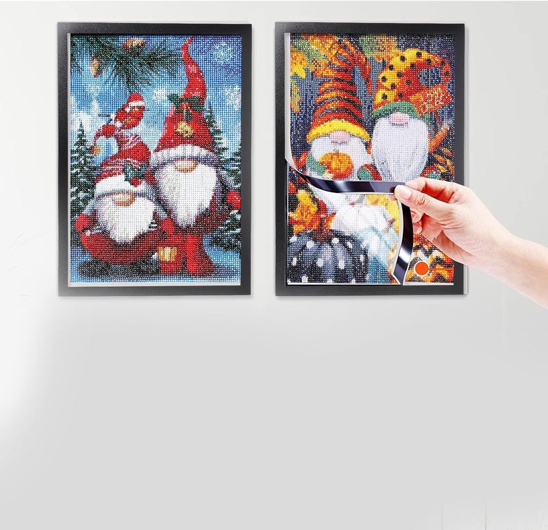 TEHAUX 2 Sets Magnetic Photo Frames Self-adhesive Picture Holders for Diamond Drawings Paintings Certificates Display Wall-mountable Reusable Black - Image 4