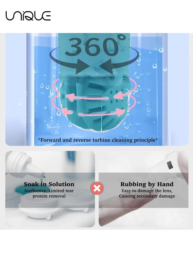 Unique 2 in 1 Contact Lens Case - 4 PCS Washer Cleaner Contact Lens - Manually Contact Lens Cleaning Machine - Contact Lens Solution Soaking Container for Travel, Daily Use（4 Colors） - Image 2