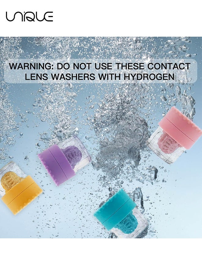 Unique 2 in 1 Contact Lens Case - 4 PCS Washer Cleaner Contact Lens - Manually Contact Lens Cleaning Machine - Contact Lens Solution Soaking Container for Travel, Daily Use（4 Colors） - Image 5