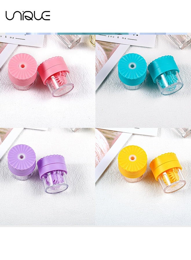 Unique 2 in 1 Contact Lens Case - 4 PCS Washer Cleaner Contact Lens - Manually Contact Lens Cleaning Machine - Contact Lens Solution Soaking Container for Travel, Daily Use（4 Colors） - Image 3