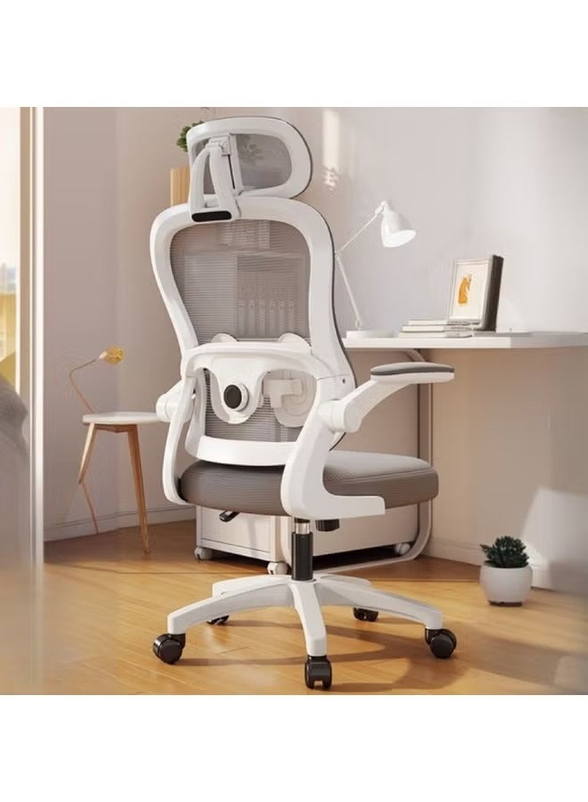 Huitich Ergonomic Mesh Office Chair with Headrest & Adjustable Lumbar Support – Gray & White - Image 3