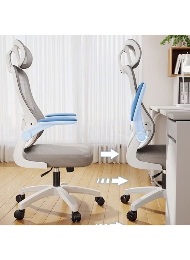 Huitich Ergonomic Mesh Office Chair with Headrest & Adjustable Lumbar Support – Gray & White - Image 2