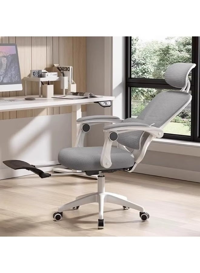 Huitich Ergonomic Mesh Office Chair with Headrest & Adjustable Lumbar Support – Gray & White - Image 5