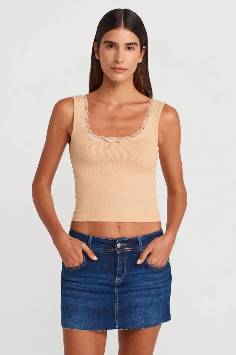 DILVIN Ribbed Cotton-Blend Crop Cami Top