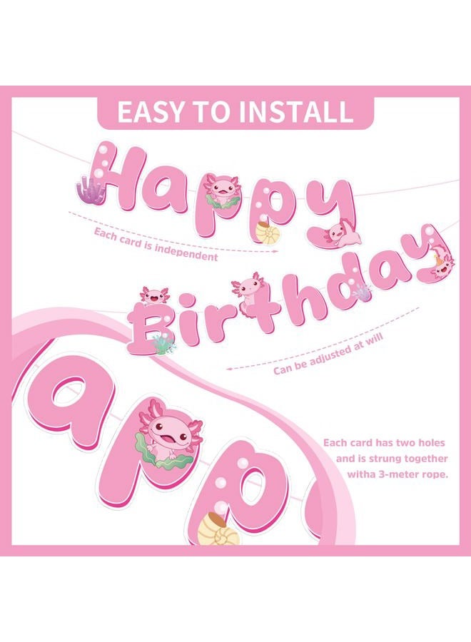 iPartyGo Axolotl Birthday Party Decorations - 12 PCs Pink Cute Cartoon Animals Happy Birthday Banner Ceiling Hanging Swirls Streamer Decor Table Honeycomb Centerpieces Favors for Kids Girls Backdrop - Image 5