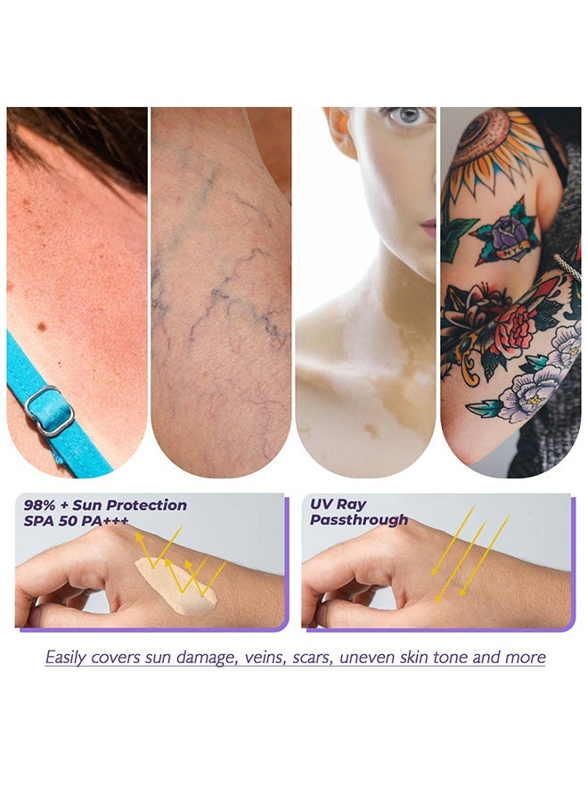 West&Month Tattoo Cover Up Makeup Waterproof Professional Body Concealer, Waterproof Makeup Cover Cream, Full Coverage Waterproof Makeup With SPF 50, Illuminating Camouflage For Tattoos, Scars, Veins, 74ml - Image 3