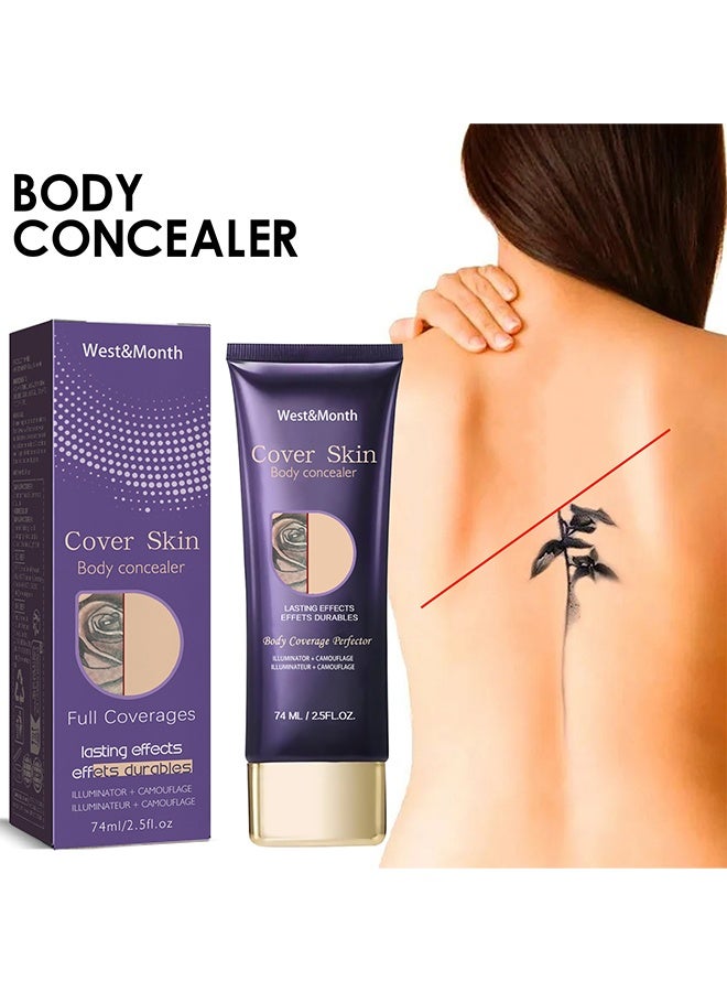 West&Month Tattoo Cover Up Makeup Waterproof Professional Body Concealer, Waterproof Makeup Cover Cream, Full Coverage Waterproof Makeup With SPF 50, Illuminating Camouflage For Tattoos, Scars, Veins, 74ml - Image 2