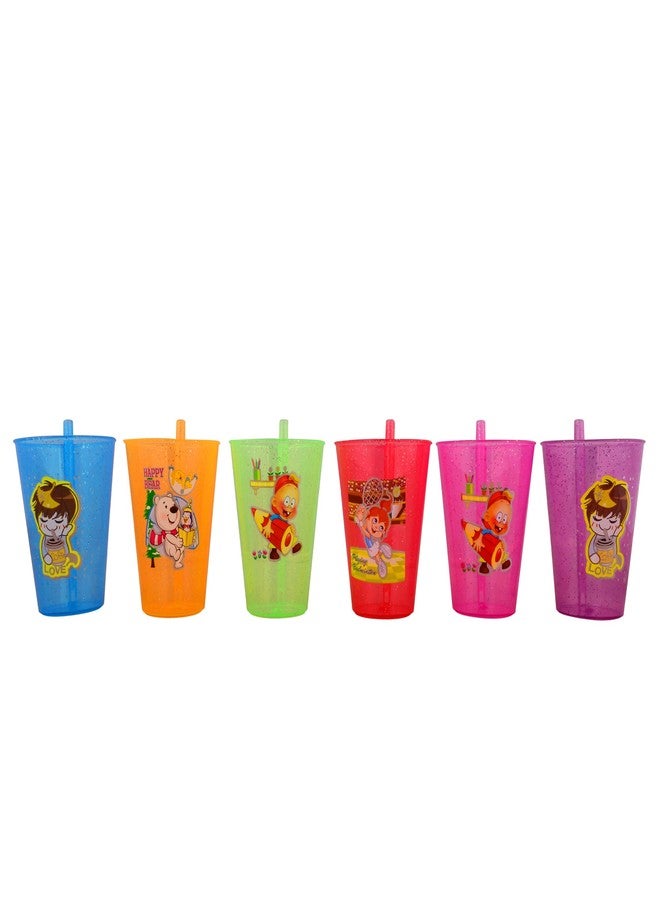 PUTHAK -Unequetrend Plastic Sipper Glass With Straw For Kids Easy To Sip The Water - Pink And Blue, Pack Of 2 (Mulicolor), 0.25 liter - Image 4