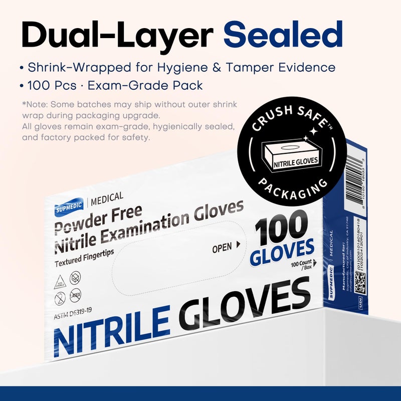 Supmedic Disposable Nitrile Gloves, Chemical Resistant, Powder-Free, Latex-Free, Food Safe, Medical Exam Gloves, Black, X-Large, 100 Pcs - Image 5