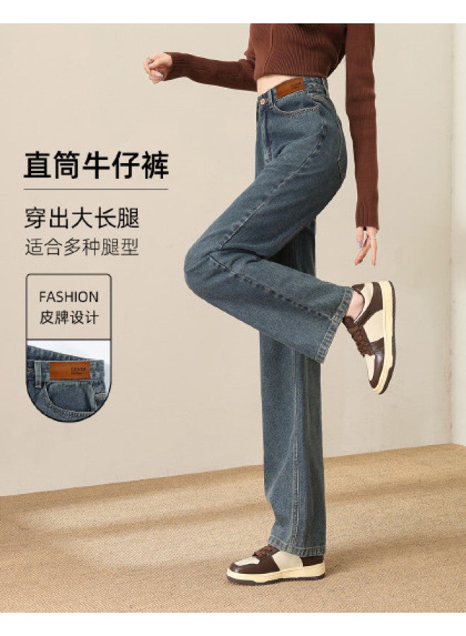 Baleno Autumn Winter Fashion Hot Style Women'S Denim Pants Solid Color Daily Casual Comfortable Elegant Wide Leg Trousers - Image 1