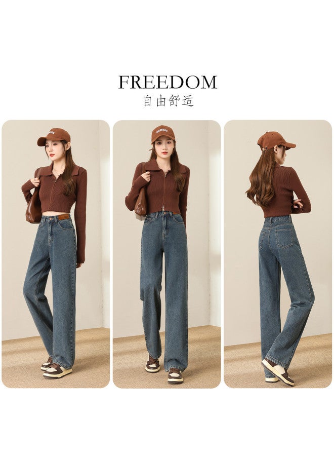 Baleno Autumn Winter Fashion Hot Style Women'S Denim Pants Solid Color Daily Casual Comfortable Elegant Wide Leg Trousers - Image 3