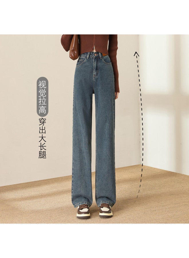 Baleno Autumn Winter Fashion Hot Style Women'S Denim Pants Solid Color Daily Casual Comfortable Elegant Wide Leg Trousers - Image 4