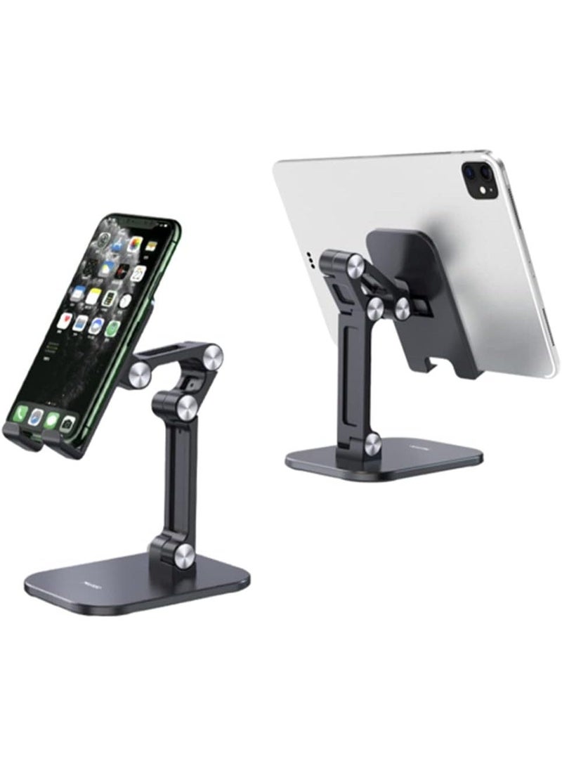 YESIDO C104 Foldable Aluminum Phone & Tablet Stand – Adjustable Desktop Holder with 360° Rotation, Height & Angle Adjustment, Universal Compatible Mobile Stand for iPhone, Samsung, iPad & Tablets - Image 1