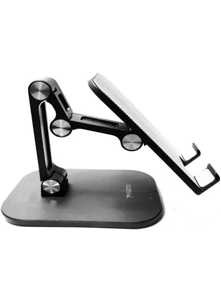 YESIDO C104 Foldable Aluminum Phone & Tablet Stand – Adjustable Desktop Holder with 360° Rotation, Height & Angle Adjustment, Universal Compatible Mobile Stand for iPhone, Samsung, iPad & Tablets - Image 3