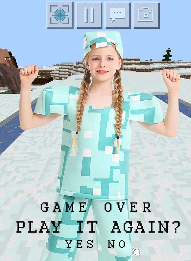 Minecraft Costumes, Magical Diamond Armor Sets for Kids, Minecraft Cosplay Costumes, Minecraft Cosplay Show Costumes - Image 2
