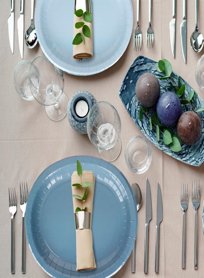 FYSUIMU 40Pcs Dusty Blue Oval Paper Plates 12 x 10 Inch Gradient Solid Blue Disposable Plates 4 Colors Tableware for Wedding Birthday Baby Shower Party Supplies - Image 5