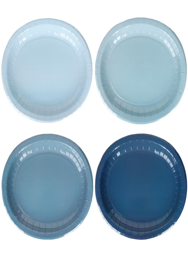 FYSUIMU 40Pcs Dusty Blue Oval Paper Plates 12 x 10 Inch Gradient Solid Blue Disposable Plates 4 Colors Tableware for Wedding Birthday Baby Shower Party Supplies - Image 1