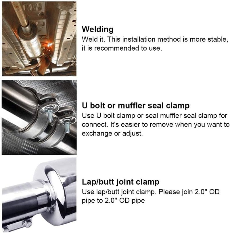 ESPEEDER N1 3'' Burnt Tip Car Exhaust Muffler 2'' Inlet Universal 14.8'' Length Tail Muffler Tip Pipe Fit - Image 4