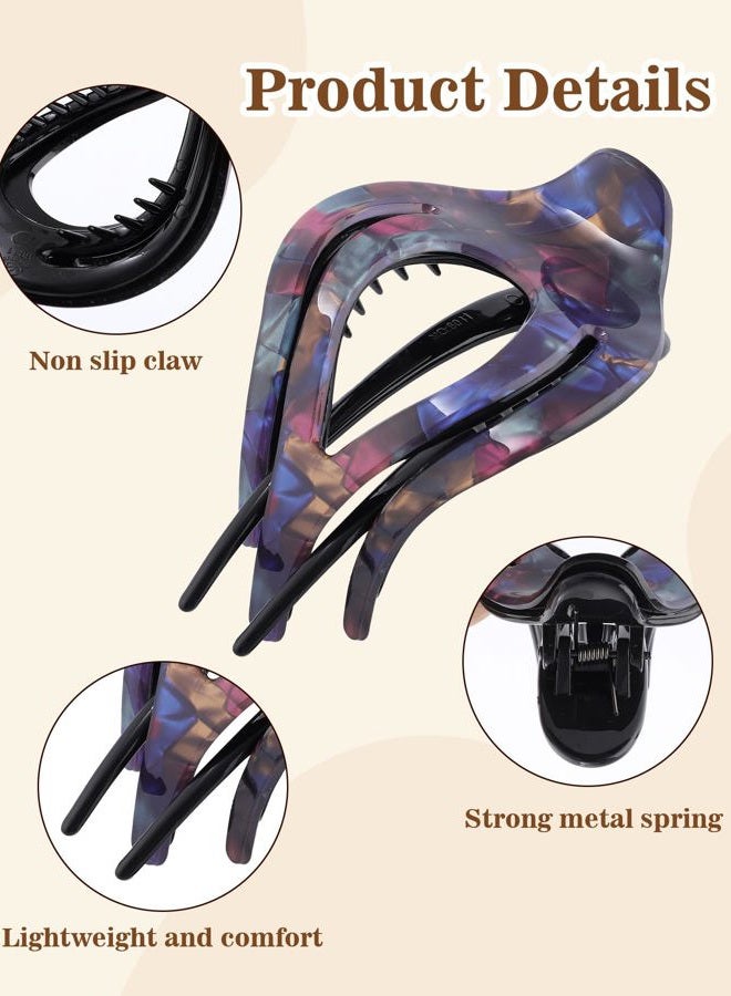 AWAYTR French Concord Curved Acrylic Hair Clips - 4Pcs Thick Flat Strong Hold Clips for Women - Image 2