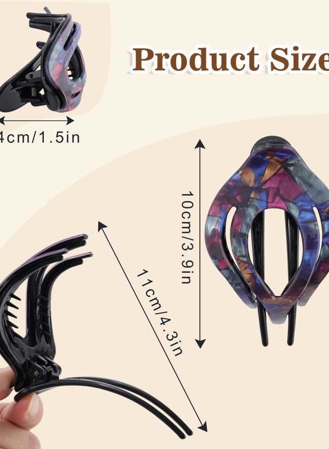 AWAYTR French Concord Curved Acrylic Hair Clips - 4Pcs Thick Flat Strong Hold Clips for Women - Image 3