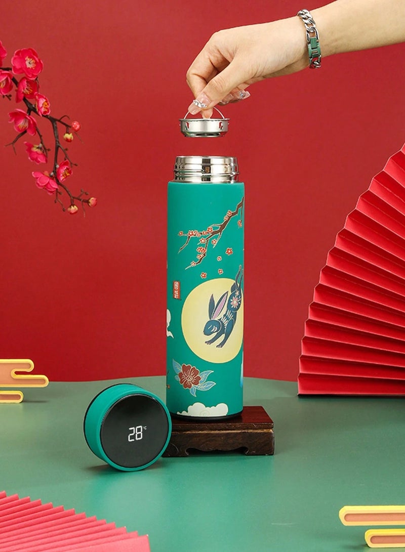 Twisoo Stainless Steel Smart Water Bottle, 500ml, Double Wall Vacuum Insulated, LED Touch Display Thermos, Leak-Proof Travel Mug for Kids & Adults, Classic Style (Green) - Image 4