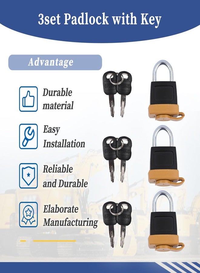 جيت فار واي قفل Getfarway 246-2641 مكون من 3 مجموعات مع مفتاح متوافق مع غطاء وقود Caterpillar CAT 7X7700 1428828 20103300 2849039 استبدال 5P8501 5P8500 2462641 (3) - Image 5