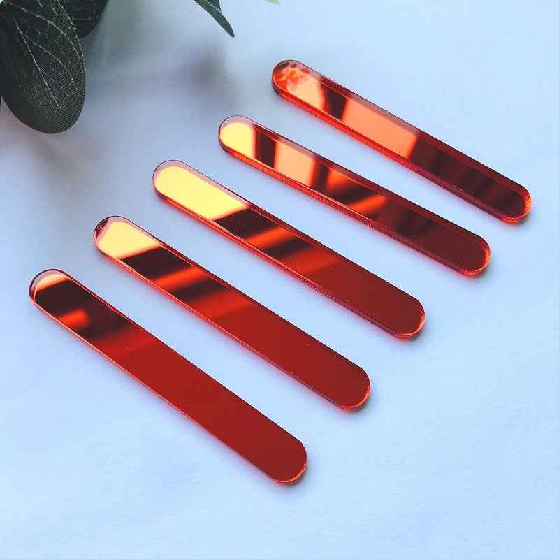 CHENRUI 30 Pcs Mini Acrylic Cakesicle Popsicle Sticks for Ice Creamsicle Candy Apple (Red Mirror) - Image 1