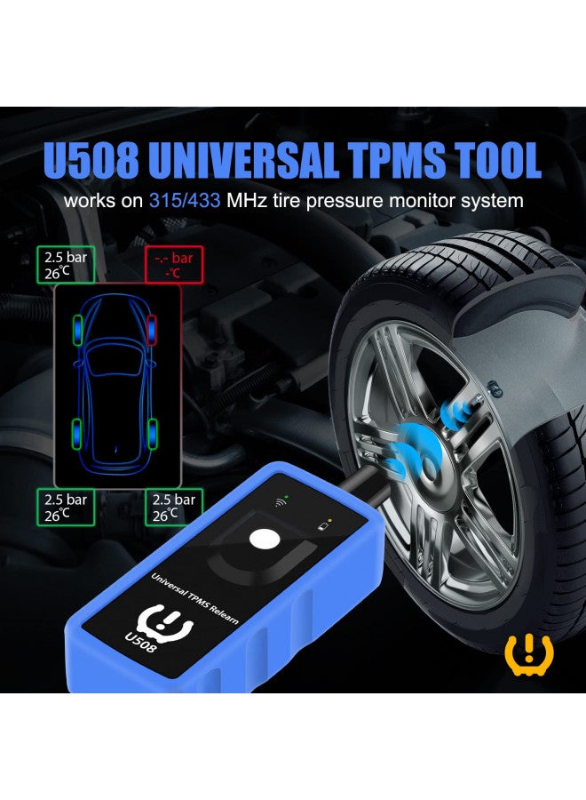 JDIAG TPMS Relearn Tool U508 Universal for Chevy, for Ford, for GMC, for Cadillac and More Series Vehicles Tire Pressure Monitor Sensor TPMS Reset Activation Tool 2023 Edition (U508, A) - Image 2