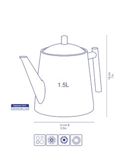 LOOPITYS 1500ml stainless steel teapot with a filter can be used to make flower tea or coffee  - Image 3